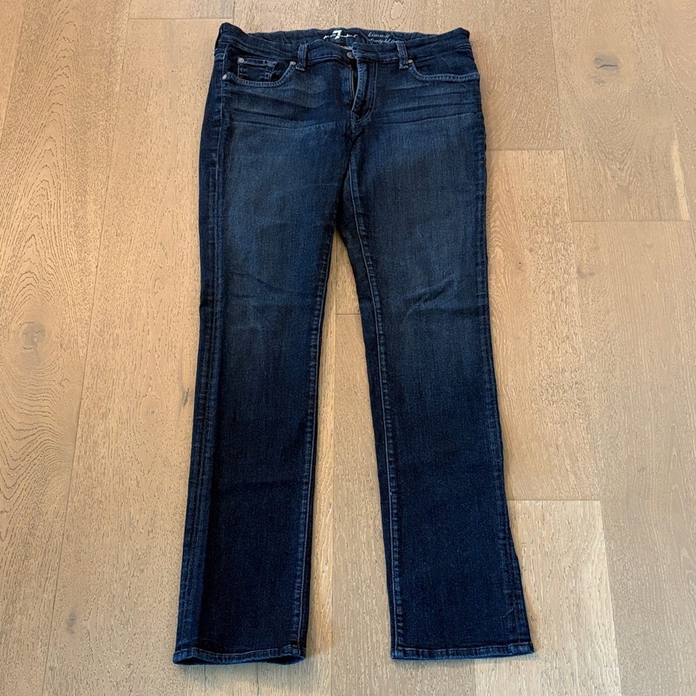 7 For All Mankind Indigo Straight Leg Jeans. EUC! The perfect jeans!